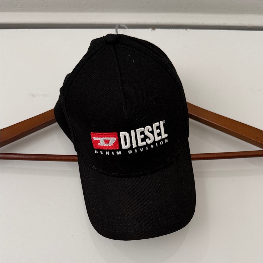 Diesel Black Baseball Cap with White and Red Logo